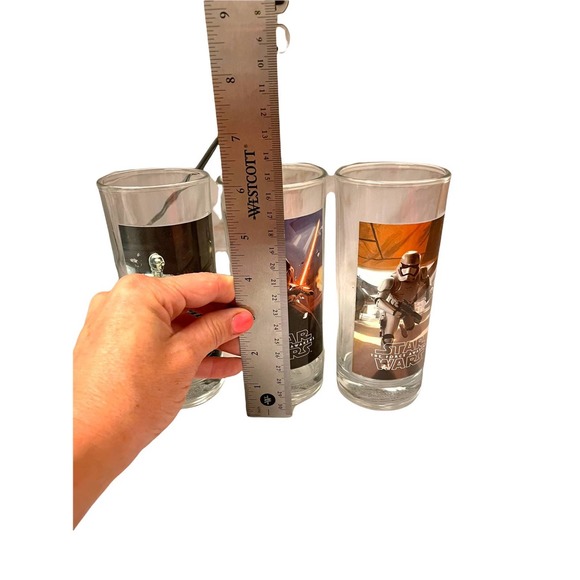 Star Wars The Force Awakens Drinking Glasses Set of 3 w Flaws - Picture 8 of 8